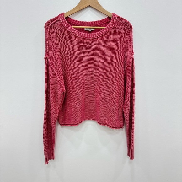 American Eagle Boxy Cropped Fit Sweater Blush Pink beach knit Sz Medium - Picture 1 of 4